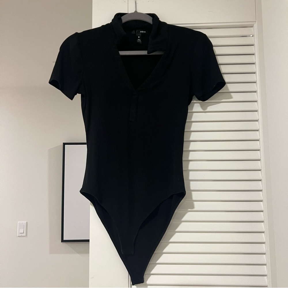 aqua collared bodysuit